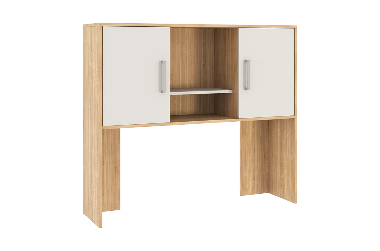 Надстройка стола компьютерного 1200 Лайт-2 дуб сонома/белый в Когалыме - kogalym.mebel-tymen.ru | фото