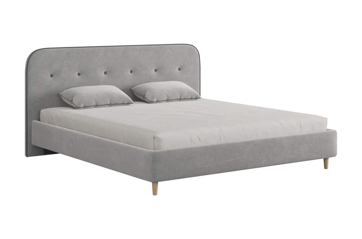 Кровать с основанием Лео 180х200 см галька (велюр)/графит (велюр) в Когалыме - kogalym.mebel-tymen.ru | фото
