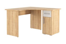 Стол компьютерный 1200 угловой Лайт-1 дуб сонома/белый в Когалыме - kogalym.mebel-tymen.ru | фото