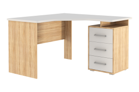 Стол компьютерный 1200 угловой Лайт-2 дуб сонома/белый в Когалыме - kogalym.mebel-tymen.ru | фото