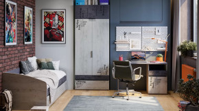 Детская «Оксфорд-2» Матера, Дуб крафт белый с рисунком в Когалыме - kogalym.mebel-tymen.ru | фото