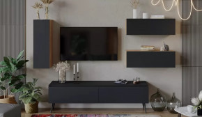 Гостиная «Глосс» №8 Яблоня Беллуно/Cтекло Графит матовый/Серый в Когалыме - kogalym.mebel-tymen.ru | фото