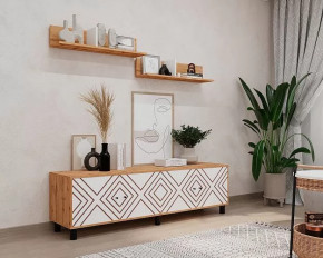 Гостиная Hygge, набор №Р-1, дуб вотан/белый с фп ромбы в Когалыме - kogalym.mebel-tymen.ru | фото