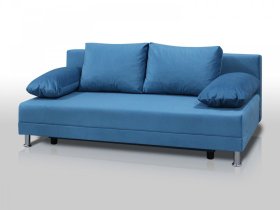 Диван Комфорт без подлокотников 4 подушки микровелюр голубой в Когалыме - kogalym.mebel-tymen.ru | фото