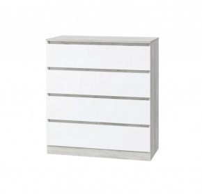 Комод Лори, 4 ящика, дуб серый/белый в Когалыме - kogalym.mebel-tymen.ru | фото