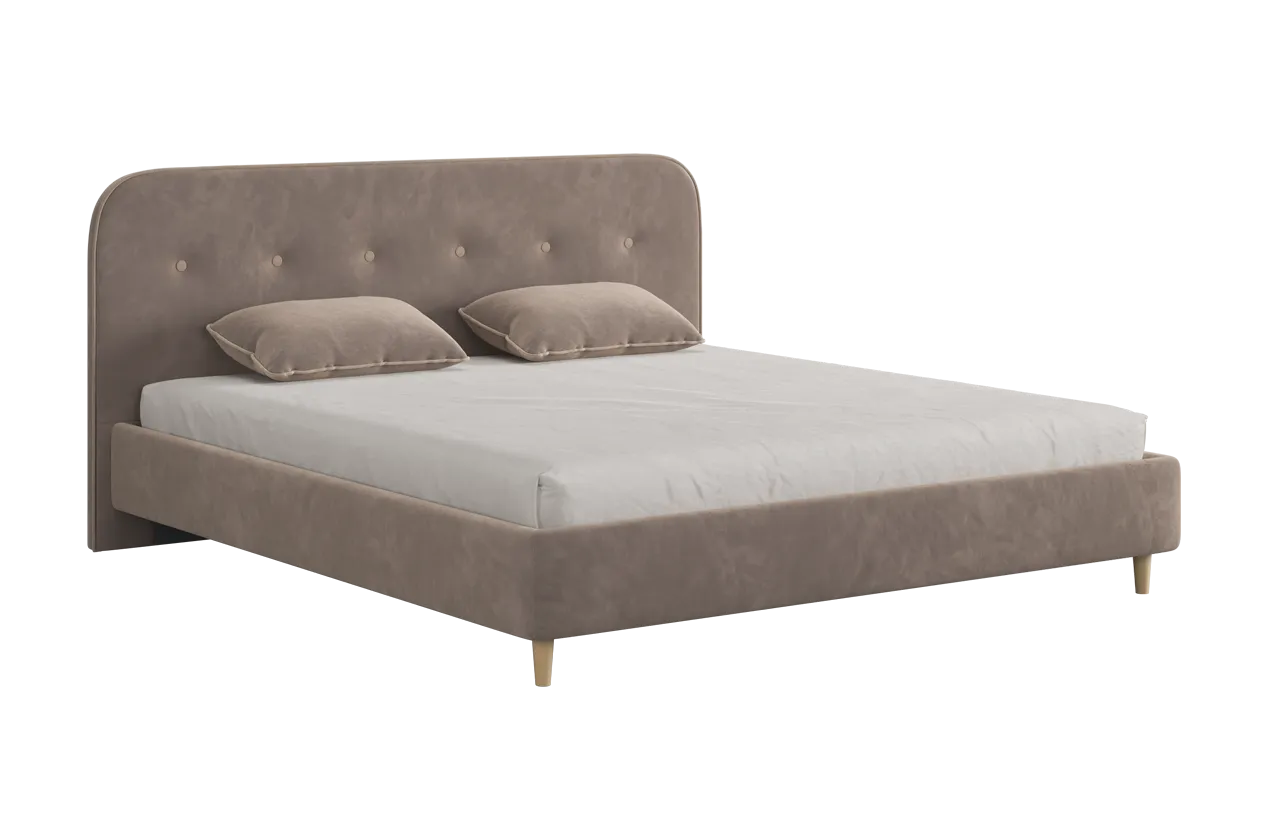 Кровать с основанием Лео 180х200 см латте (велюр)/капучино (велюр) в Когалыме - kogalym.mebel-tymen.ru | фото