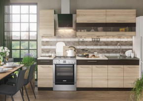 Кухонный гарнитур Маша 2,0 м венге/дуб сонома в Когалыме - kogalym.mebel-tymen.ru | фото