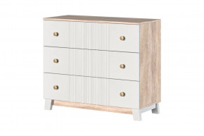 Ланзетти Комод 3 ящика Дуб Торонто/Жемчуг в Когалыме - kogalym.mebel-tymen.ru | фото