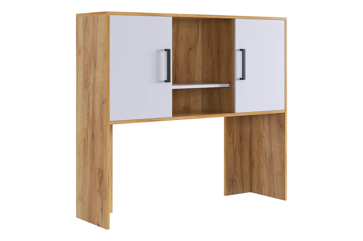 Надстройка стола компьютерного 1200 Лайт-2 дуб крафт золотой/белый в Когалыме - kogalym.mebel-tymen.ru | фото