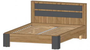 Ленора Кровать 1400 Дуб вотан/Графит в Когалыме - kogalym.mebel-tymen.ru | фото