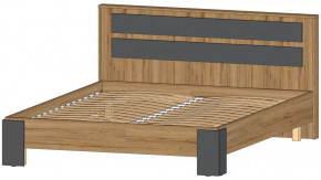 Ленора Кровать 1600 Дуб вотан/Графит в Когалыме - kogalym.mebel-tymen.ru | фото