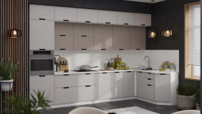 Модульная кухня «Гренада» Белый, Холст латте, Холст мокко в Когалыме - kogalym.mebel-tymen.ru | фото