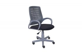 Кресло Ирис пластик серый-сетка серая/ткань NEO-26 (флок) серая (подл.пластик серый)/осн.пластик серый в Когалыме - kogalym.mebel-tymen.ru | фото