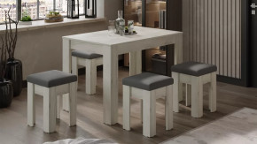 Обеденная группа «Ганновер» Дуб крафт белый, Микровелюр Linea Grande 83/Connect 83 (серый) в Когалыме - kogalym.mebel-tymen.ru | фото