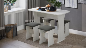 Обеденная группа тип 1 Дуб крафт белый/Велюр серый в Когалыме - kogalym.mebel-tymen.ru | фото