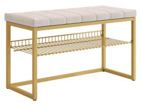 Обувница Классная 2 золото/крем (велюр) в Когалыме - kogalym.mebel-tymen.ru | фото