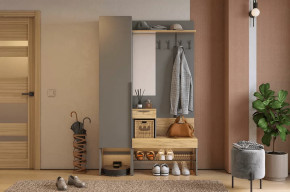 Прихожая Баско К3 графит/дуб крафт золотой в Когалыме - kogalym.mebel-tymen.ru | фото