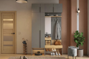 Прихожая Баско К6 графит/дуб крафт золотой в Когалыме - kogalym.mebel-tymen.ru | фото