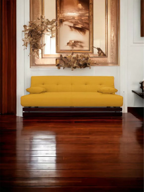 Прямой диван манго 1 Савана Елоу/Планки орех в Когалыме - kogalym.mebel-tymen.ru | фото