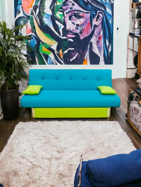 Прямой диван манго 4 Нео Азуре/Подушки Салат в Когалыме - kogalym.mebel-tymen.ru | фото