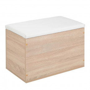 Пуф "Герда" 600*355*432 мм Дуб сонома/белый кожзам в Когалыме - kogalym.mebel-tymen.ru | фото