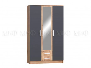 Шкаф для одежды 3-дверный Мартина ЛДСП Графит, Дуб крафт в Когалыме - kogalym.mebel-tymen.ru | фото