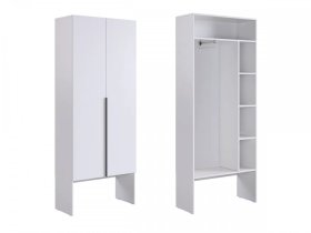 Шкаф двухдверный L800 Баско белое дерево в Когалыме - kogalym.mebel-tymen.ru | фото