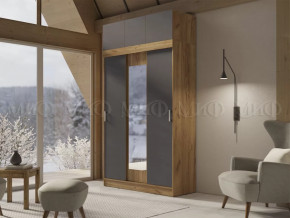 Шкаф с антресолью Басямиф, графит/дуб крафт в Когалыме - kogalym.mebel-tymen.ru | фото