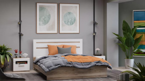 Спальный гарнитур «Фьюжн» стандартный без шкафа Дуб Делано, Белый глянец в Когалыме - kogalym.mebel-tymen.ru | фото