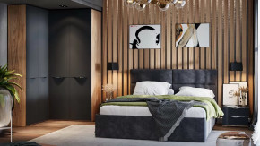 Спальный гарнитур «Глосс» №9 Яблоня Беллуно, Стекло Графит матовый в Когалыме - kogalym.mebel-tymen.ru | фото