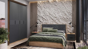 Спальный гарнитур «Хилтон» №2 Дуб Крафт золотой, Графит матовый в Когалыме - kogalym.mebel-tymen.ru | фото