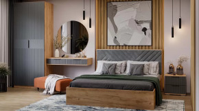 Спальный гарнитур «Хилтон» №3 Дуб Крафт золотой, Графит матовый в Когалыме - kogalym.mebel-tymen.ru | фото