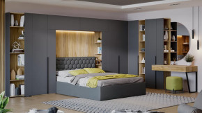 Спальный гарнитур «Порто» №3 Яблоня Беллуно, Графит софт, Велюр Confetti Stone в Когалыме - kogalym.mebel-tymen.ru | фото