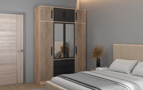 Спальный гарнитур Вегас (ЛДСП Дуб золотой / ЛДСП Черный) в Когалыме - kogalym.mebel-tymen.ru | фото