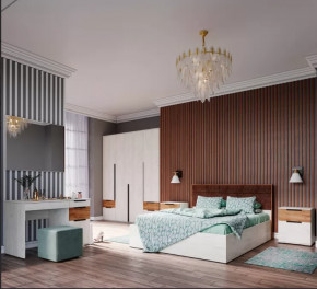 Спальня №1 ЛИЛЛЬ, ЛДСП Дуб крафт белый/Дуб крафт табачный в Когалыме - kogalym.mebel-tymen.ru | фото