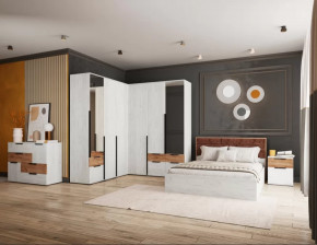 Спальня №2 Лилль Дуб крафт белый/дуб крафт табачный в Когалыме - kogalym.mebel-tymen.ru | фото