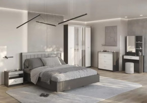 СТЕФАНИ Спальня №1, ЛДСП Графит-МДФ Серый софт/ЛДСП Рамух белый в Когалыме - kogalym.mebel-tymen.ru | фото