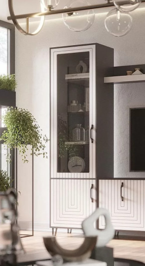 Стеклопенал Квадро М-1 серый графит/софт вайт в Когалыме - kogalym.mebel-tymen.ru | фото