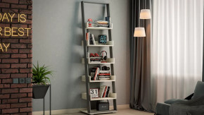 Стеллаж тип 15 Дуб крафт белый, Графит Серый в Когалыме - kogalym.mebel-tymen.ru | фото