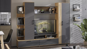 Стенка «Дакота» Дуб Крафт золотой, Антрацит в Когалыме - kogalym.mebel-tymen.ru | фото