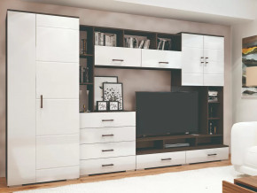 Стенка Коста МДФ Венге-белый глянец в Когалыме - kogalym.mebel-tymen.ru | фото