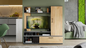 Стенка «Сиена» Графит Серый, Дуб Крафт золотой в Когалыме - kogalym.mebel-tymen.ru | фото