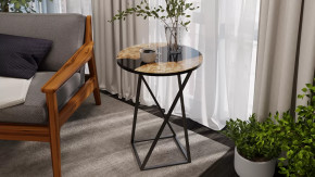 Стол журнальный ДП 1-03-05 исп. 2 Черный, Стекло с рисунком Слэб черный в Когалыме - kogalym.mebel-tymen.ru | фото