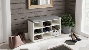 Тумба для обуви Тип 10 Дуб крафт белый, Велюр Графит в Когалыме - kogalym.mebel-tymen.ru | фото