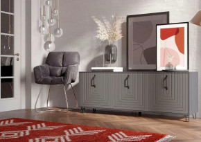 Тумба Квадро М-6, ЛДСП серый графит/МДФ софт графит в Когалыме - kogalym.mebel-tymen.ru | фото