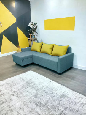 Угловой диван Шерри Савана плюс Лагун /Подушки Heo Эппл в Когалыме - kogalym.mebel-tymen.ru | фото